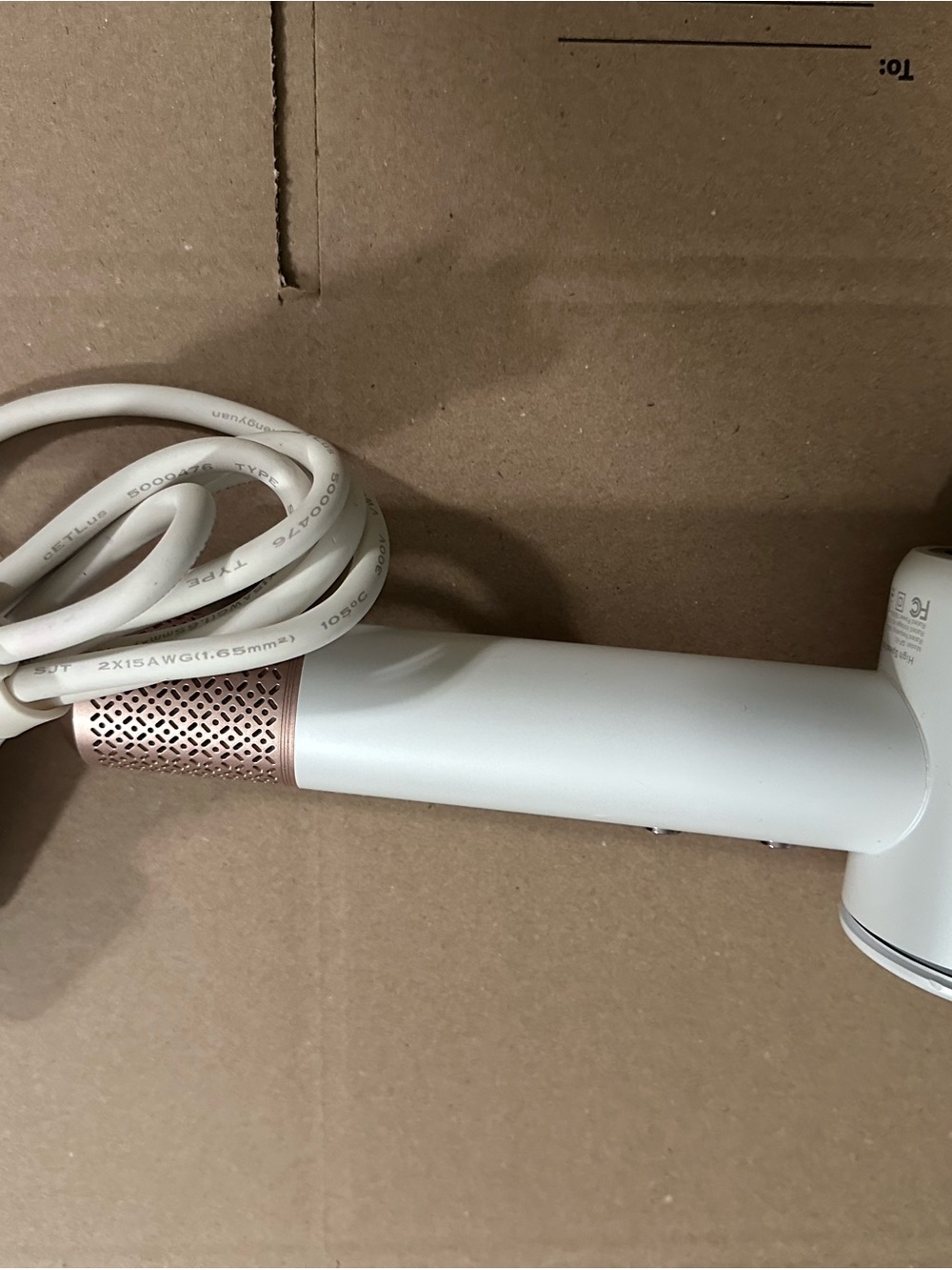 Acer White and Rose Gold Hair Dryer Handle